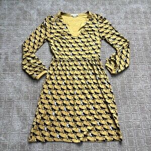Boden Yellow and Black Long Sleeve Dress